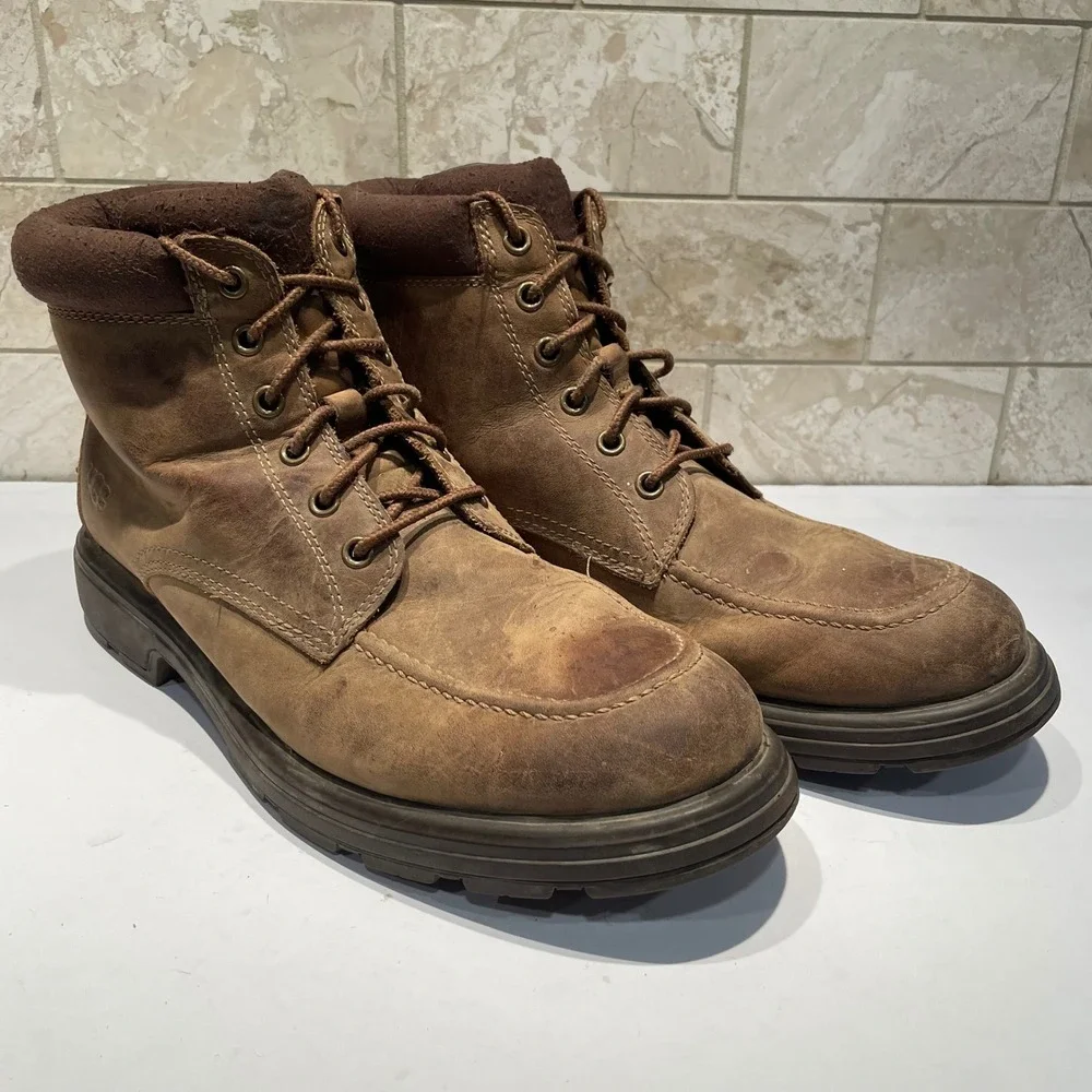 UGG Mens Biltmore Waterproof LeatherBoots Grizzly Brown 1114173 Size 9